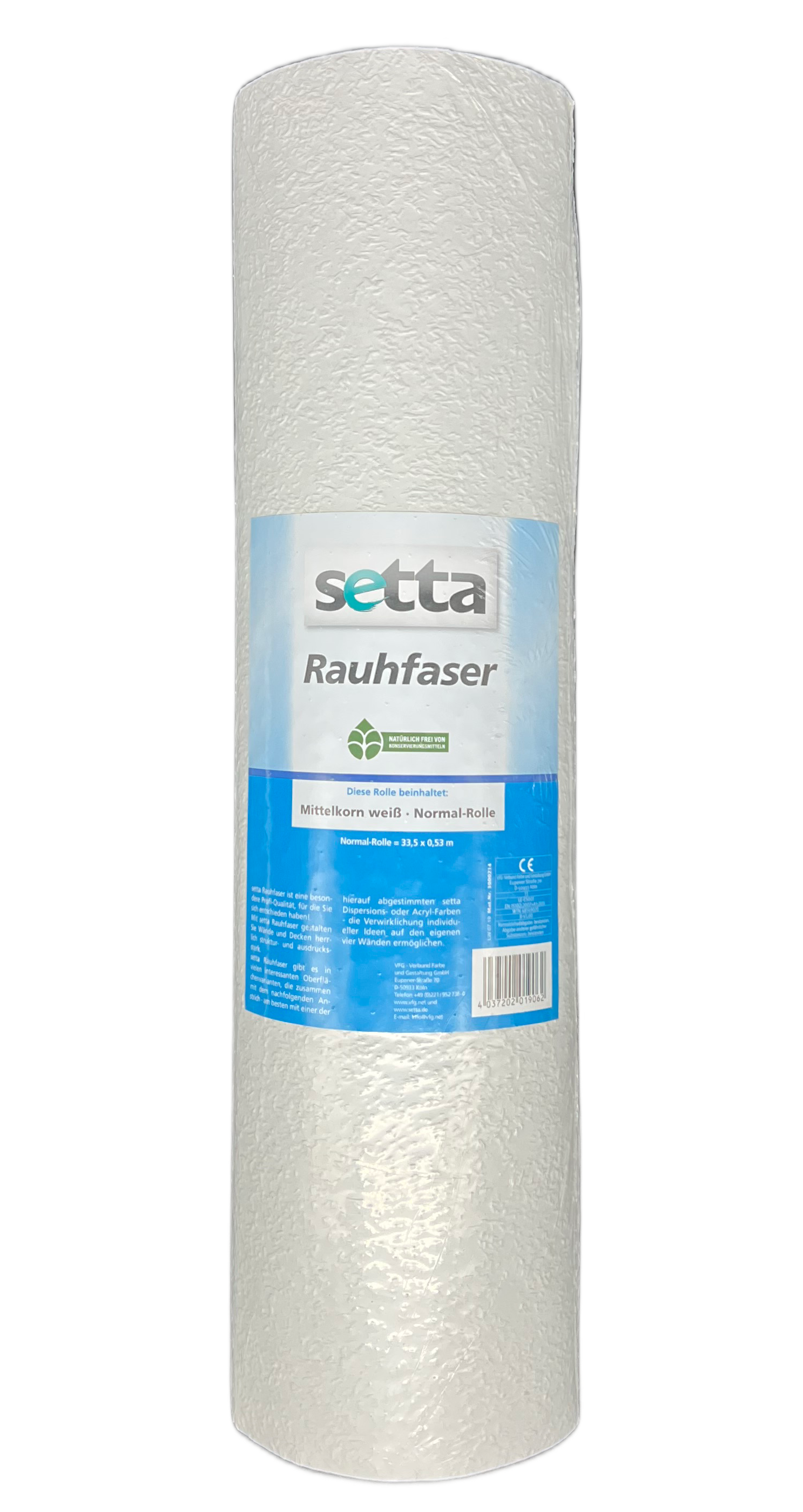 setta Rauhfaser R23 Mittelkorn weiß *** 33.50 X 0.53 m ***