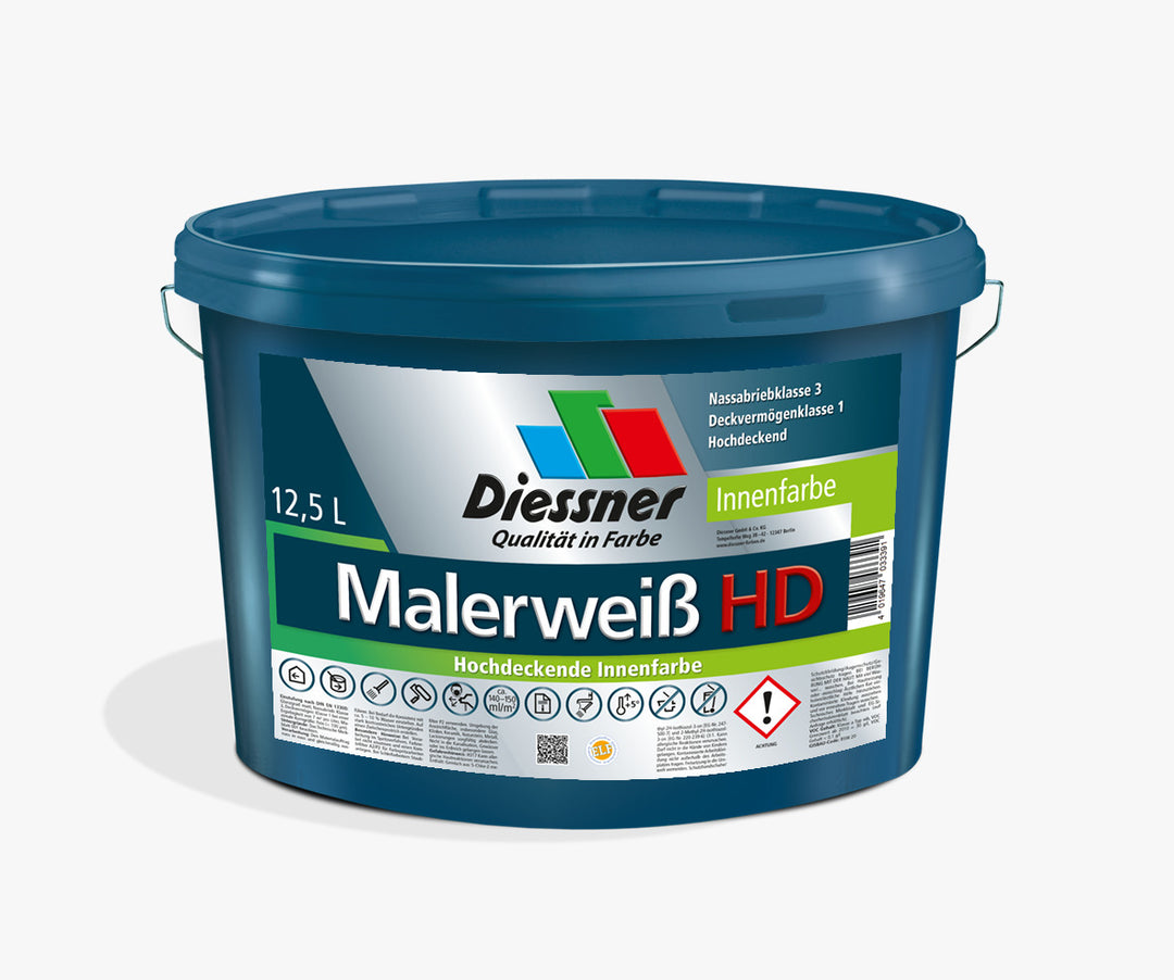 Diessner Diesco Malerweiß HD 12,5 L - Hochdeckende Innenfarbe NAK3 / DKL1 ***weiß***